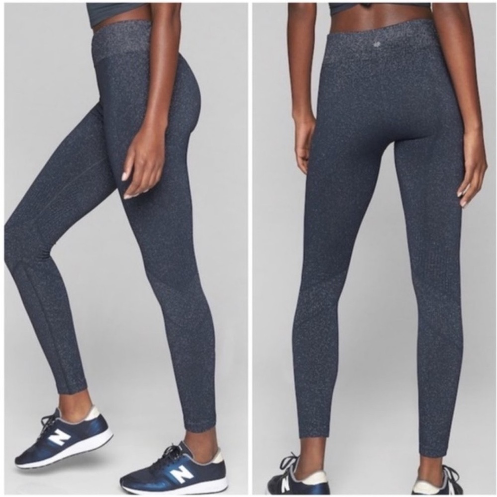 Athleta Shimmer Seamless Tights Gray Leggings Small
